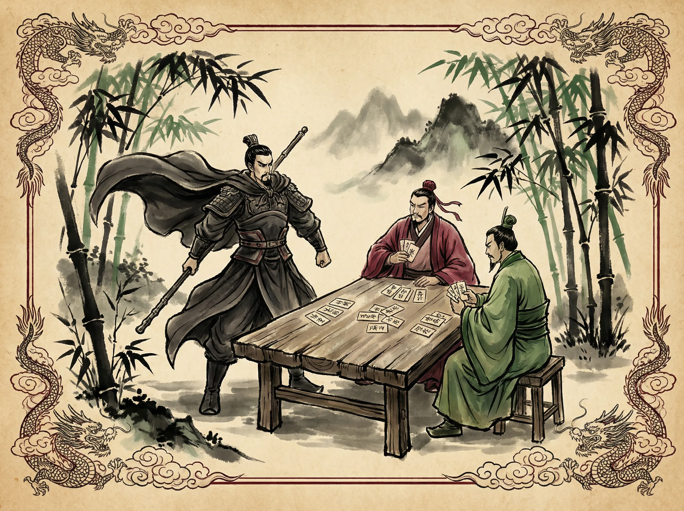 斗地主牌桌上三位玩家激烈对决